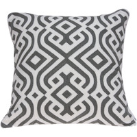 Parkland Collection Vega Traditional Grey and White Pillow Cover With Poly Insert