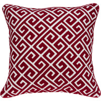 Parkland Collection Trix Transitional Red and White Pillow Cover With Poly Insert