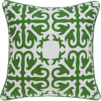 Parkland Collection Ceti Traditional Green and White Pillow Cover With Poly Insert