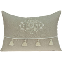 Parkland Collection Lea Transitional Beige Pillow Cover With Poly Insert
