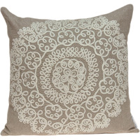 Parkland Collection Arlene Traditional Tan Pillow Cover With Poly Insert