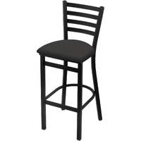 400 25" Stationary Counter Stool with Black Wrinkle Finish and Canter Iron Seat