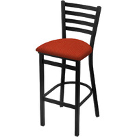 400 30" Stationary Bar Stool with Black Wrinkle Finish and Graph Poppy Seat