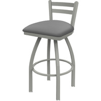 411 Jackie 30" Low Back Swivel Bar Stool with Anodized Nickel Finish and Canter Folkstone Grey Seat