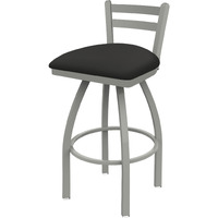 411 Jackie 30" Low Back Swivel Bar Stool with Anodized Nickel Finish and Canter Iron Seat