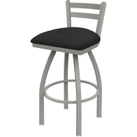 411 Jackie 30" Low Back Swivel Bar Stool with Anodized Nickel Finish and Graph Coal Seat