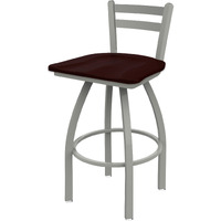411 Jackie 30" Low Back Swivel Bar Stool with Anodized Nickel Finish and Dark Cherry Oak Seat