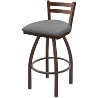 411 Jackie 30" Low Back Swivel Bar Stool with Bronze Finish and Canter Folkstone Grey Seat