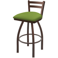411 Jackie 30" Low Back Swivel Bar Stool with Bronze Finish and Canter Kiwi Green Seat