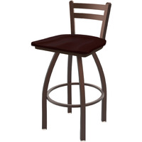 411 Jackie 30" Low Back Swivel Bar Stool with Bronze Finish and Dark Cherry Oak Seat
