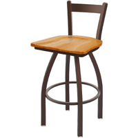 821 Catalina 25" Low Back Swivel Counter Stool with Bronze Finish and Medium Oak Seat