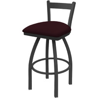 821 Catalina 25" Low Back Swivel Counter Stool with Pewter Finish and Canter Bordeaux Seat