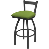 821 Catalina 25" Low Back Swivel Counter Stool with Pewter Finish and Canter Kiwi Green Seat