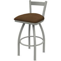 821 Catalina 30" Low Back Swivel Bar Stool with Anodized Nickel Finish and Rein Thatch Seat