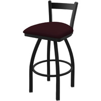 821 Catalina 30" Low Back Swivel Bar Stool with Black Wrinkle Finish and Canter Bordeaux Seat
