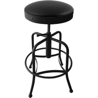 910 Industrial-Adjustable Stool with Black Wrinkle Finish and Black Vinyl Seat