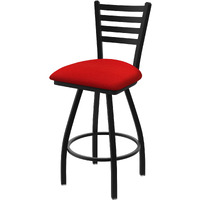 XL 410 Jackie 30" Swivel Bar Stool with Black Wrinkle Finish and Canter Red Seat