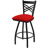 XL 820 Catalina 36" Swivel Extra Tall Bar Stool with Black Wrinkle Finish and Canter Red Seat