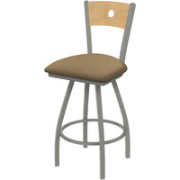 XL 830 Voltaire 25" Swivel Counter Stool with Anodized Nickel Finish, Natural Back, and Canter Sand Seat
