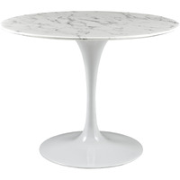 Lippa 40" Round Artificial Marble Dining Table - White