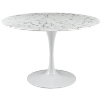 Lippa 47" Round Artificial Marble Dining Table - White