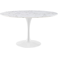 Lippa 54" Round Artificial Marble Dining Table - White