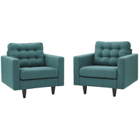 Empress Armchair Upholstered Fabric Set of 2 - Teal