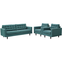 Empress Sofa and Armchairs Set of 3 - Teal