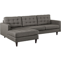 Empress Left-Facing Upholstered Fabric Sectional Sofa - Granite