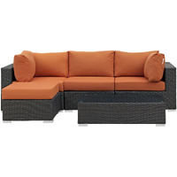 Sojourn 5 Piece Outdoor Patio Sunbrella Sectional Set - Canvas Tuscan