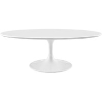 Lippa 48" Oval-Shaped Wood Top Coffee Table - White