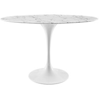 Lippa 48" Oval Artificial Marble Dining Table - White