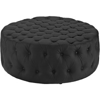 Amour Upholstered Vinyl Ottoman - Black