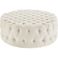Amour Upholstered Fabric Ottoman - Beige