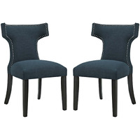 Curve Dining Side Chair Fabric Set of 2 - Azure