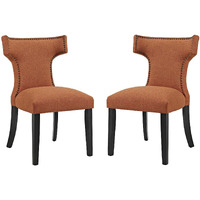 Curve Dining Side Chair Fabric Set of 2 - Orange