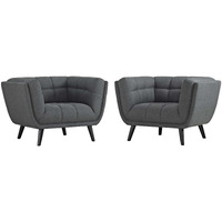 Bestow 2 Piece Upholstered Fabric Armchair Set - Gray
