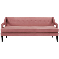 Concur Button Tufted Upholstered Velvet Sofa - Dusty Rose