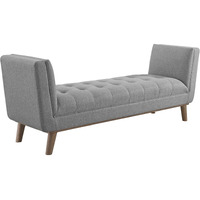 Haven Tufted Button Upholstered Fabric Accent Bench - Light Gray