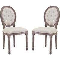 Arise Vintage French Upholstered Fabric Dining Side Chair Set of 2 - Beige