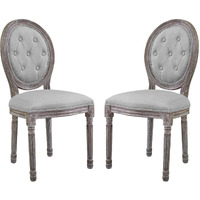 Arise Vintage French Upholstered Fabric Dining Side Chair Set of 2 - Light Gray