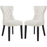 Silhouette Dining Side Chairs Upholstered Fabric Set of 2 - Beige
