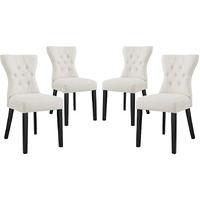 Silhouette Dining Side Chairs Upholstered Fabric Set of 4 - Beige
