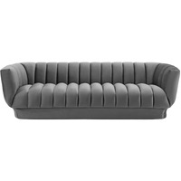Entertain Vertical Channel Tufted Performance Velvet Sofa - Gray