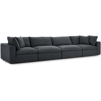 Commix Down Filled Overstuffed 4 Piece Sectional Sofa Set - Gray