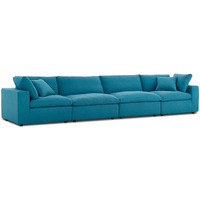 Commix Down Filled Overstuffed 4 Piece Sectional Sofa Set - Teal