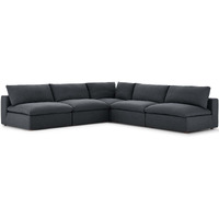 Commix Down Filled Overstuffed 5 Piece Sectional Sofa Set - Gray