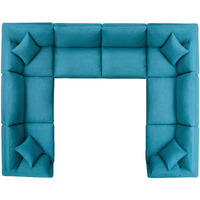 Commix Down Filled Overstuffed 8 Piece Sectional Sofa Set - Teal