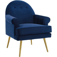 Revive Tufted Button Accent Performance Velvet Armchair - Navy