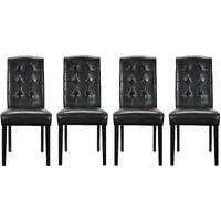 Perdure Dining Chairs Vinyl Set of 4 - Black